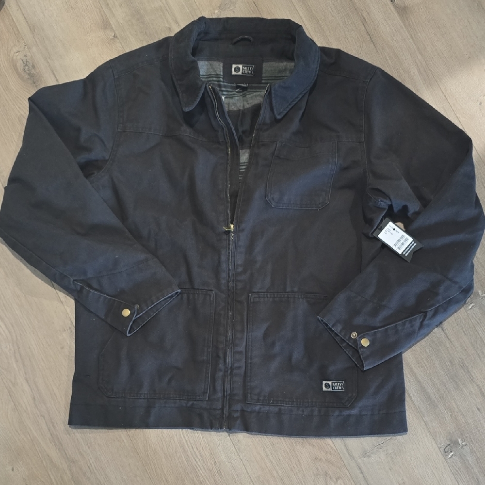 SALTY CREW Captain Mens Work Rain Jacket Corduroy Collar